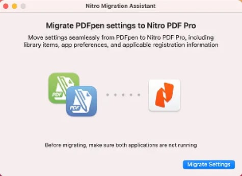 Click “Migrate Settings” to proceed